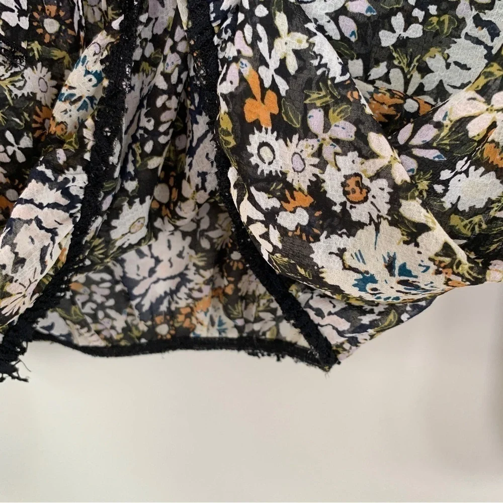 Intimately Free People‎ Floral Long Sleeve Ruffle Top Size XS